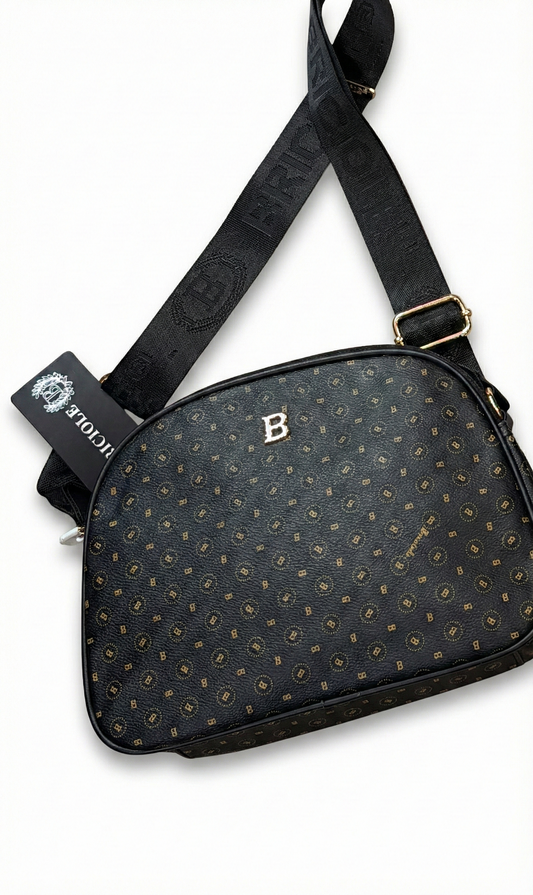 Borsa Tracolla Briciole Monogramma Nero Oro Camera Bag