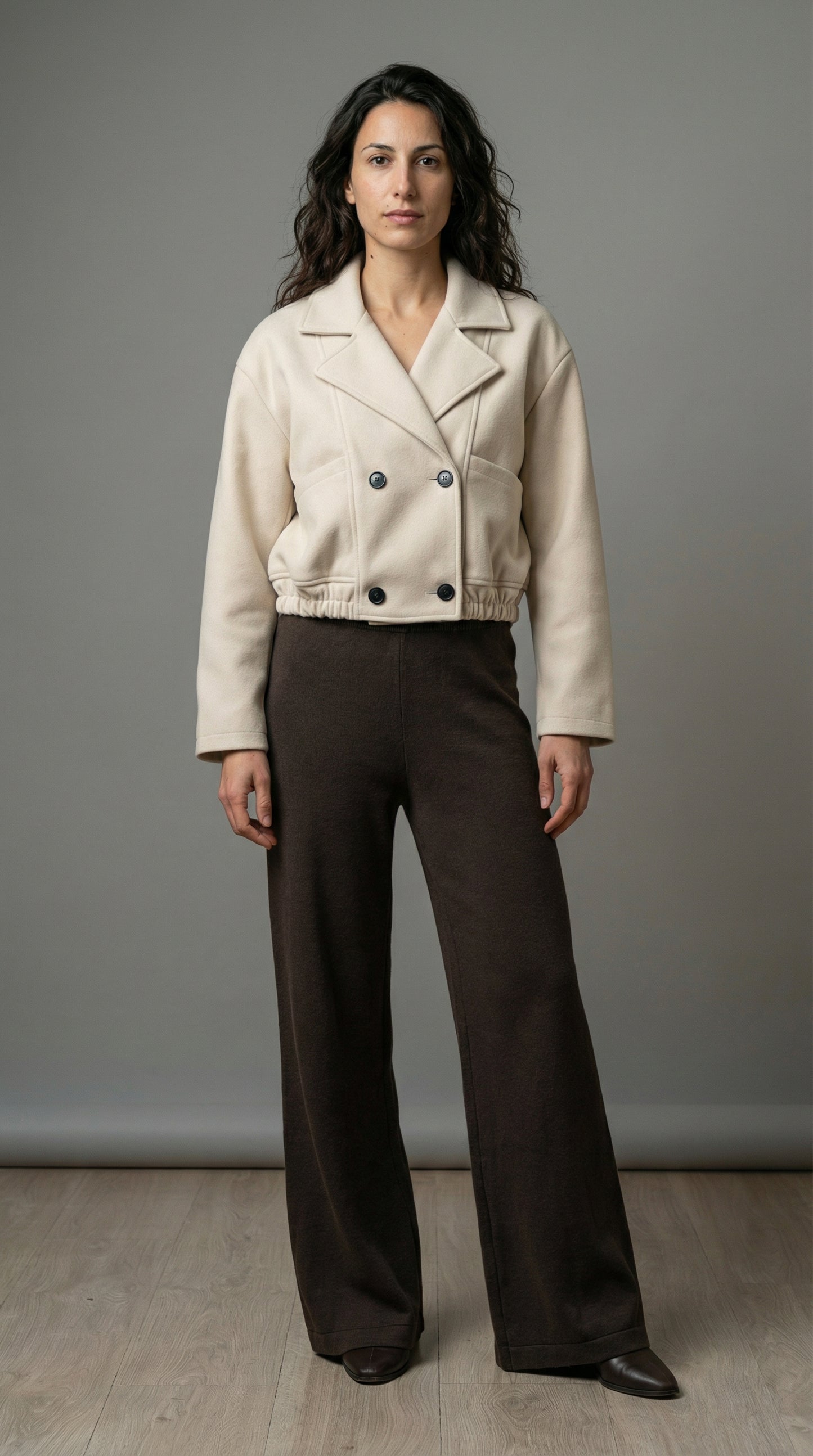 Coordinato Giacca Doppiopetto Panna e Pantaloni Palazzo Marroni