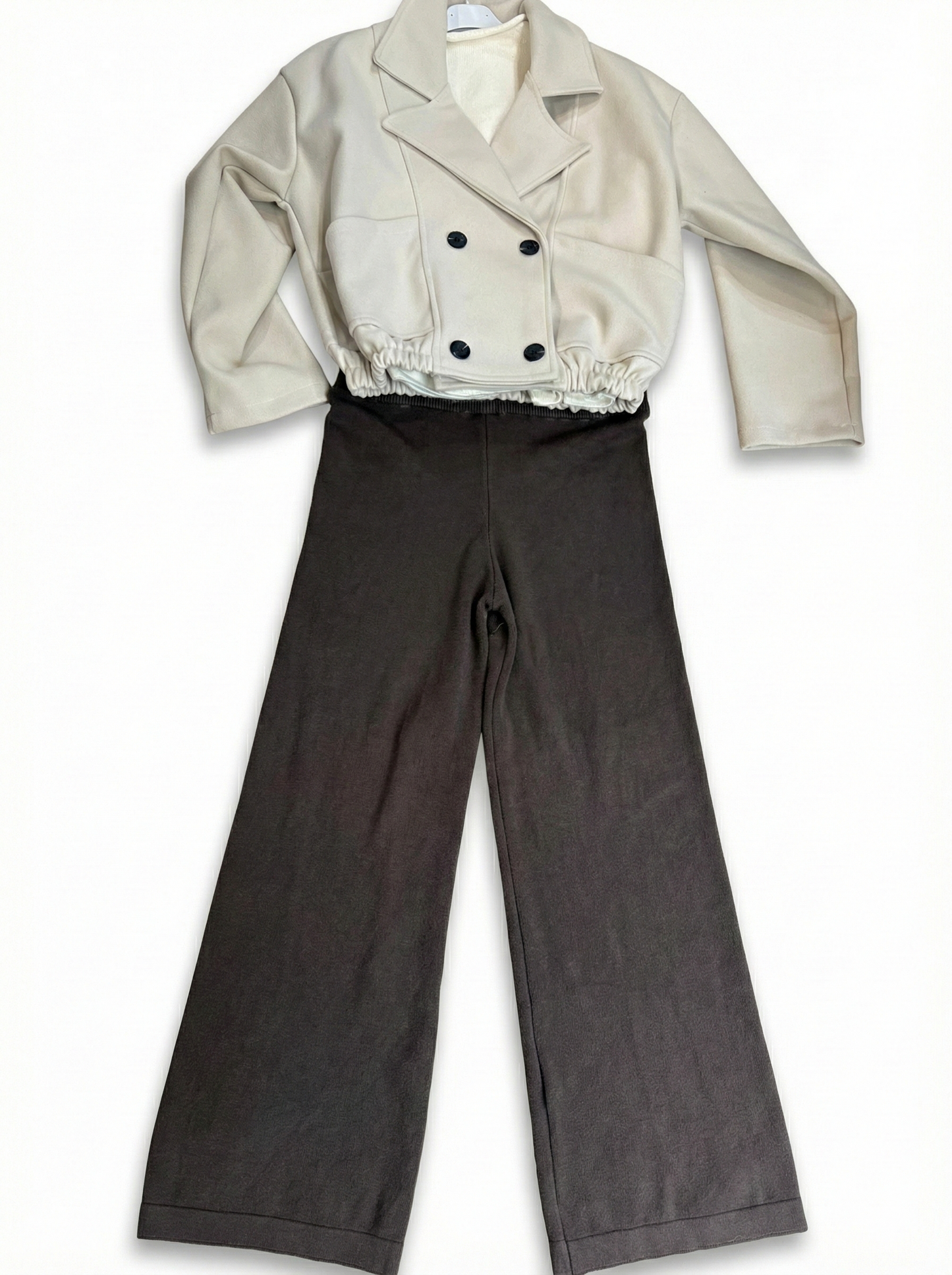 Coordinato Giacca Doppiopetto Panna e Pantaloni Palazzo Marroni