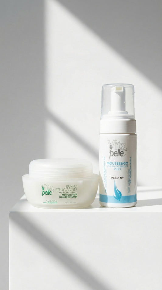 Vita Pelle Set Doppia Detersione: Burro Struccante Antinquinamento e Mousse Viso