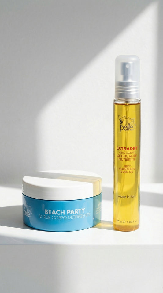 Vita Pelle Set Corpo Scrub Detergente Beach Party e Olio Nutriente Extradry